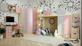 Детская комната Грэйси (Розовый/Серый/корпус Клен) в Нижнем Новгороде - nizhnij-novgorod.katalogmebeli.com | фото