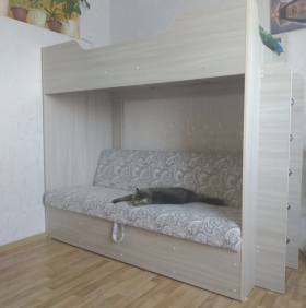 Кровать двухъярусная с диваном (Беленый дуб) в Нижнем Новгороде - nizhnij-novgorod.katalogmebeli.com | фото
